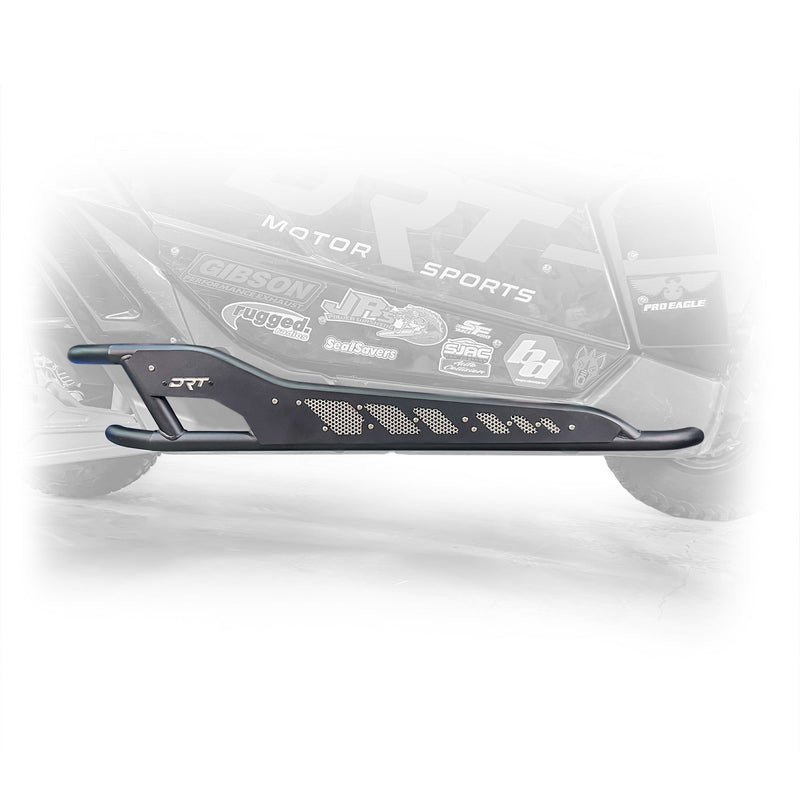 Load image into Gallery viewer, Side view of black DRT rock rail installed on Can‑Am Maverick X3 2‑door
