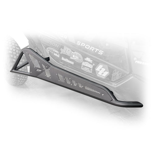 Top Side view of black DRT Tree Kicker installed on Can‑Am Maverick X3 2‑door