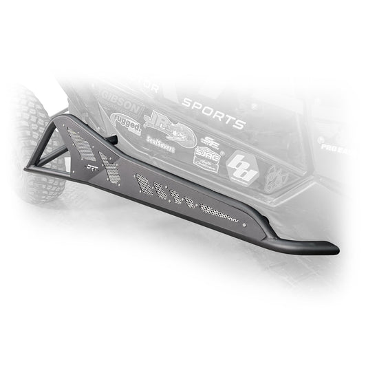 Top Side view of black DRT Tree Kicker installed on Can‑Am Maverick X3 2‑door