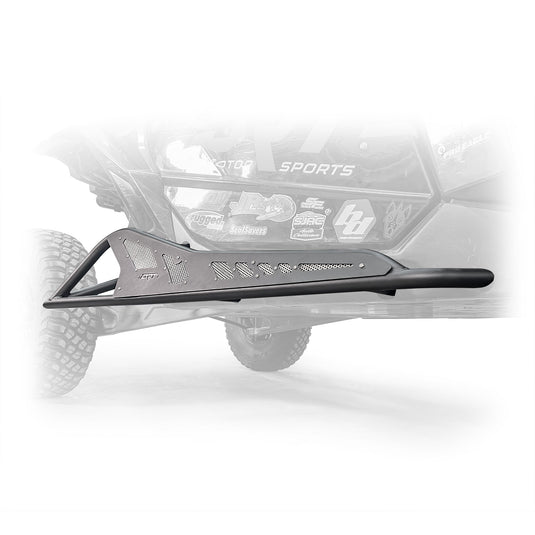 Side view of black DRT Tree Kicker installed on Can‑Am Maverick X3 2‑door