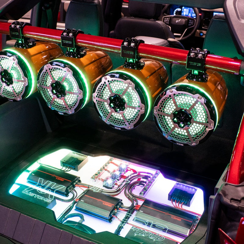 Load image into Gallery viewer, BRO-TUBE 4x 8" Marine Towers Speakers with RGB LED Lights, 4-Channel Marine Amplifier and AMPKIT for Ford Bronco 6th Gen
