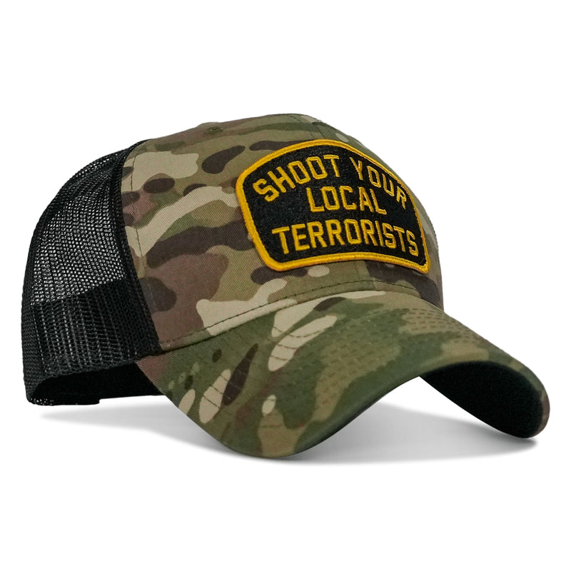 Load image into Gallery viewer, Shoot Your Local Terrorists Patch Snapback Hat
