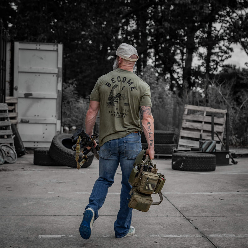 Load image into Gallery viewer, Become A Threat To The Darkness Men&#39;s T-Shirt
