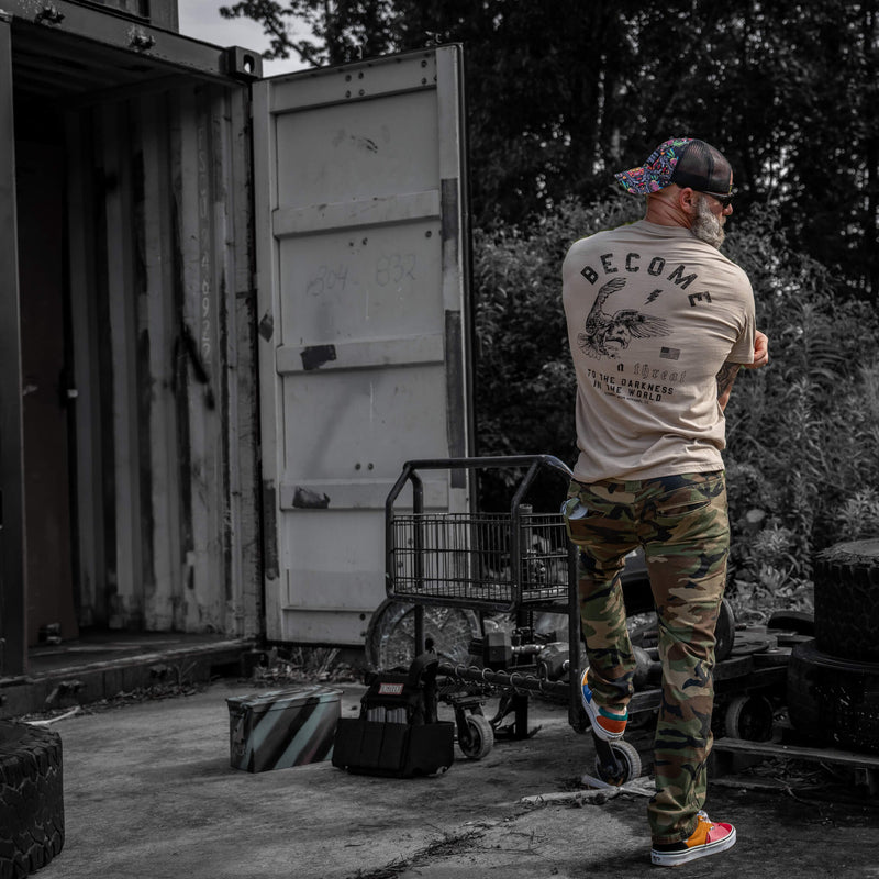 Load image into Gallery viewer, Become A Threat To The Darkness Men&#39;s T-Shirt
