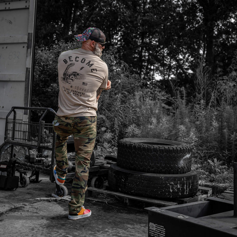 Load image into Gallery viewer, Become A Threat To The Darkness Men&#39;s T-Shirt
