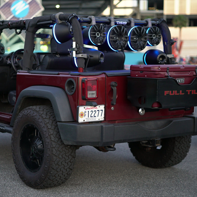 Load image into Gallery viewer, JK-TUBE 4x 8" Marine Towers Speakers with RGB LED Lights, 4-Channel Marine Amplifier and AMPKIT for Jeep JK/JKU
