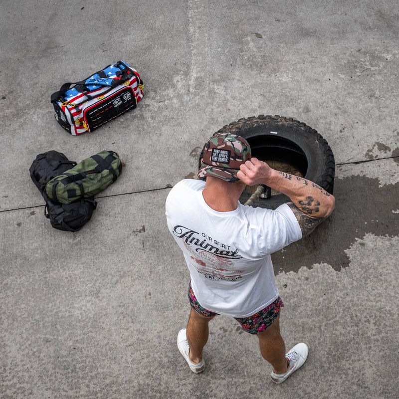 Load image into Gallery viewer, Pray Hard. Lift Heavy. Stay Deadly. Patch Waterproof Weekender Snapback
