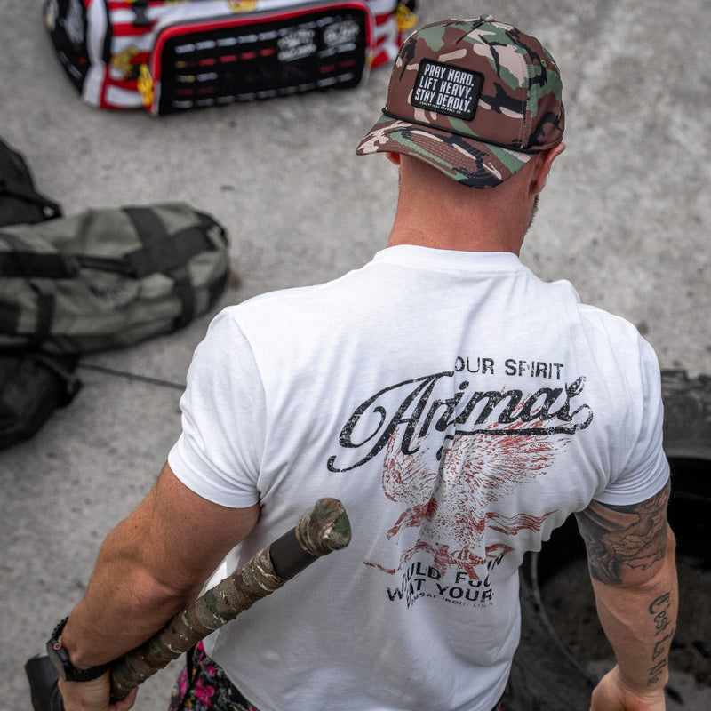Load image into Gallery viewer, Pray Hard. Lift Heavy. Stay Deadly. Patch Waterproof Weekender Snapback
