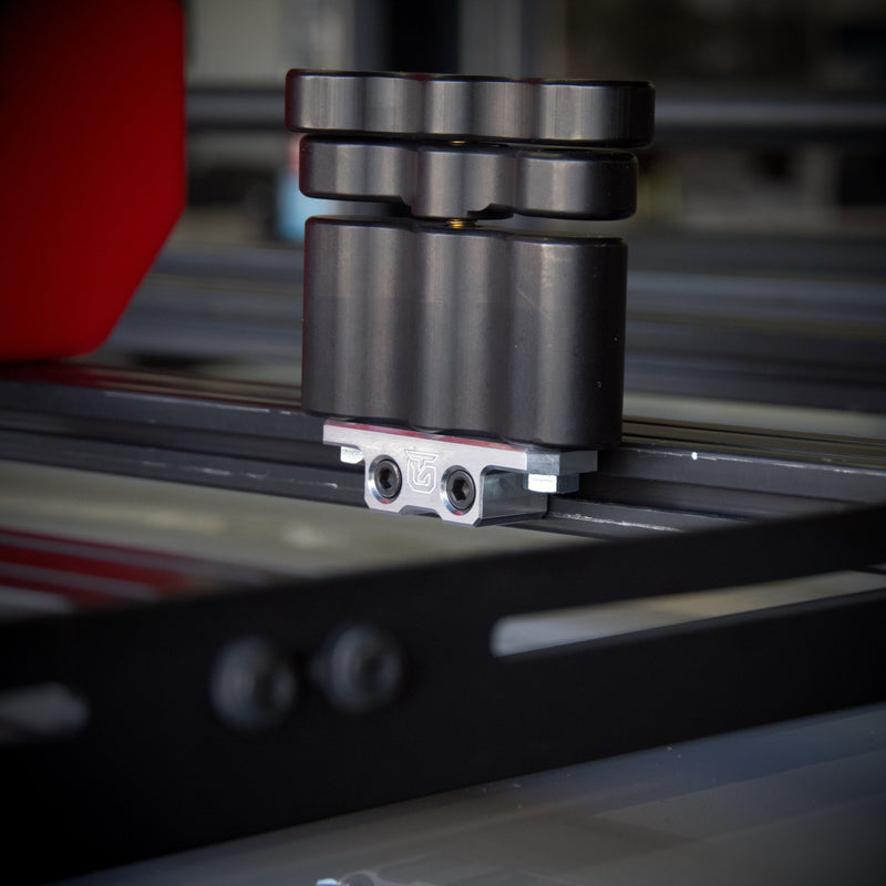 Load image into Gallery viewer, Billet aluminum Rotopax mount adapter for extrusion roof rack cross bars.
