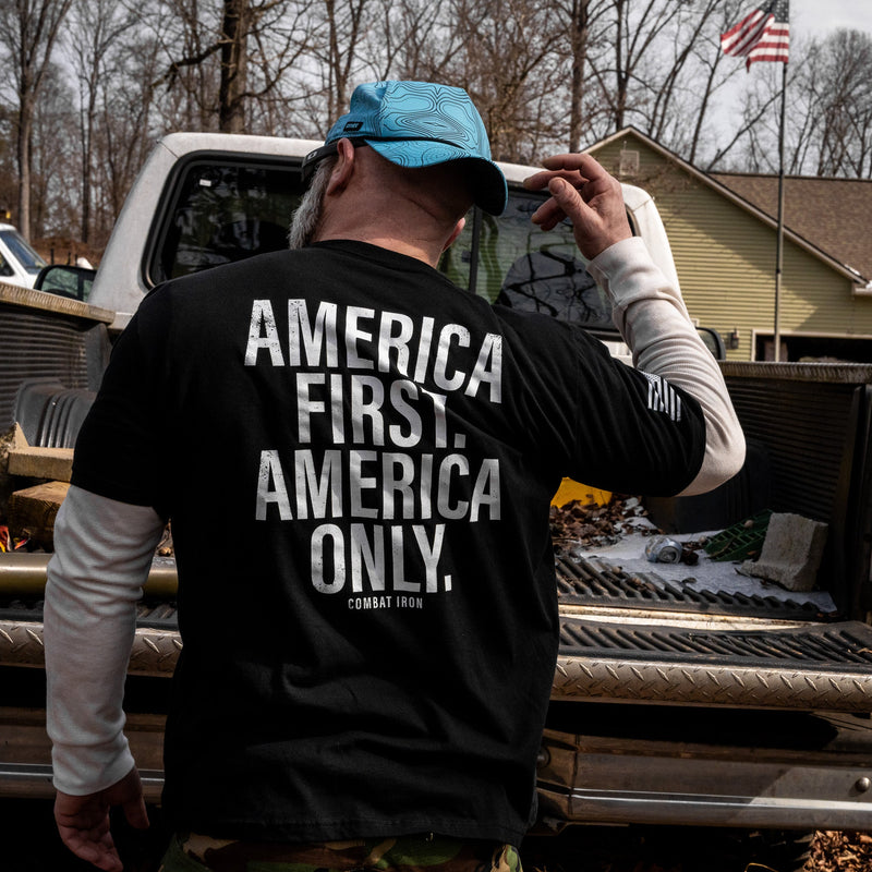 Load image into Gallery viewer, America First. American Only. Men's T-Shirt
