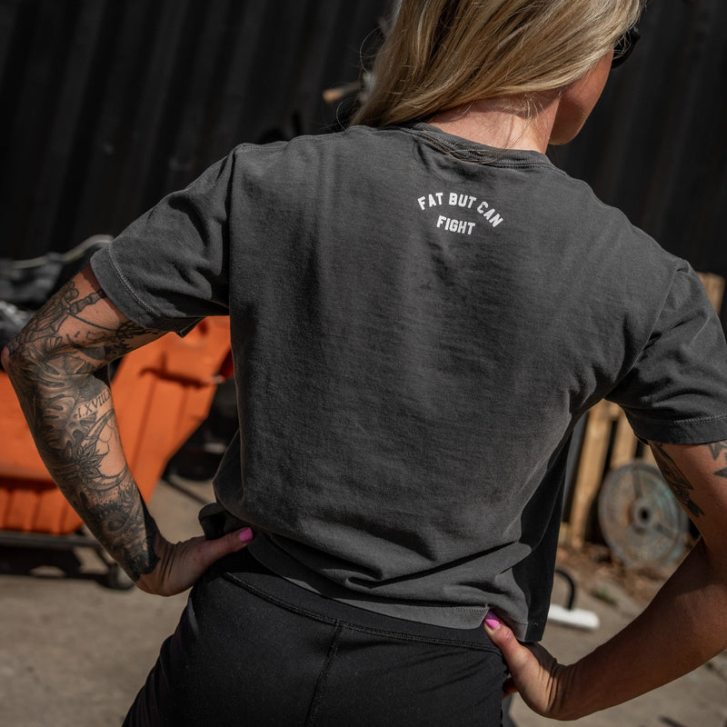 Load image into Gallery viewer, Fat But Can Fight Women's Crop Heavyweight Tee
