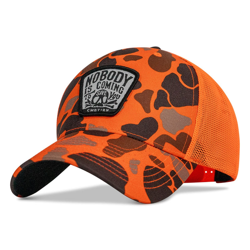 Load image into Gallery viewer, Nobody Is Coming To Save You Skull Patch Snapback Hat

