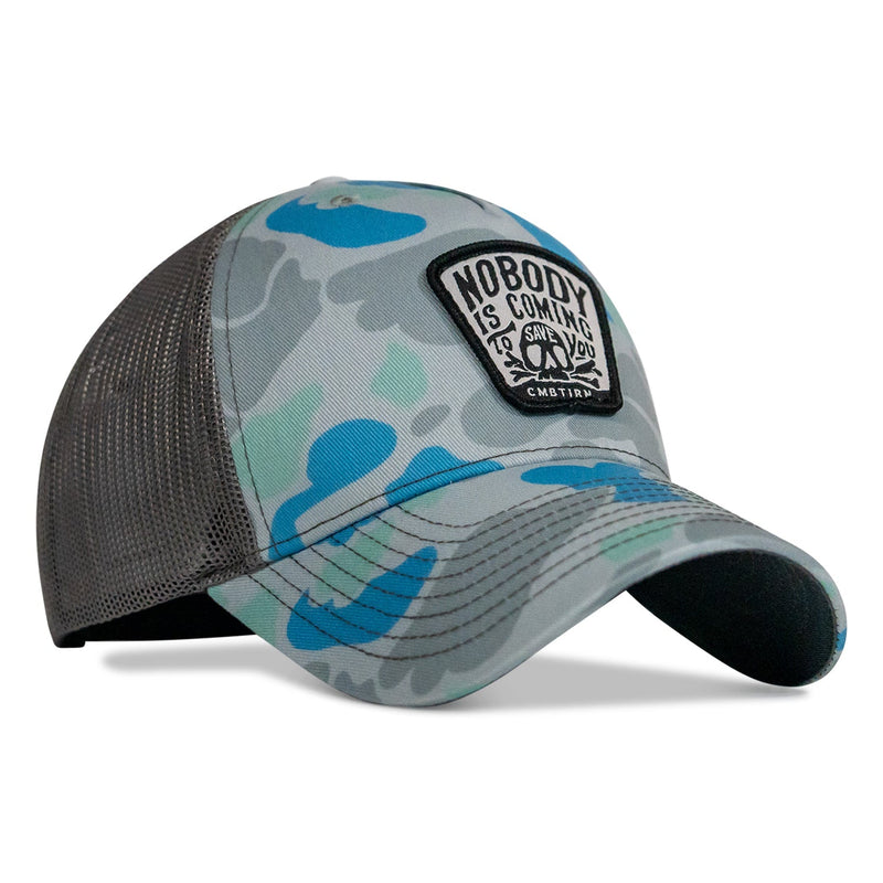 Load image into Gallery viewer, Nobody Is Coming To Save You Skull Patch Snapback Hat

