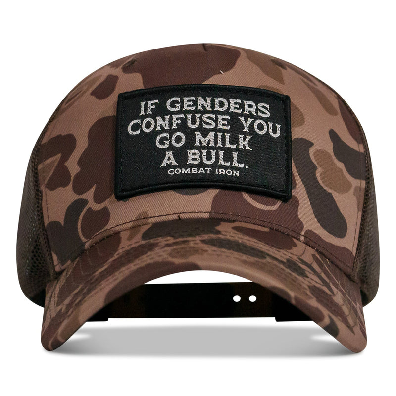 Load image into Gallery viewer, If Genders Confuse You, Go Milk A Bull Patch Snapback Hat
