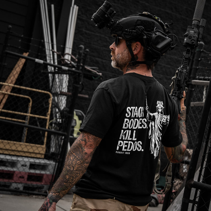 Load image into Gallery viewer, Stack Bodies. Kill Pedos. Men's T-Shirt
