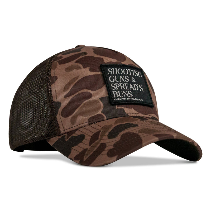 Load image into Gallery viewer, Shooting Guns &amp; Spread'n Buns Patch Snapback Hat
