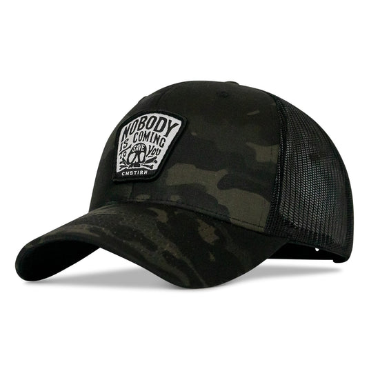 Nobody Is Coming To Save You Skull Patch Snapback Hat