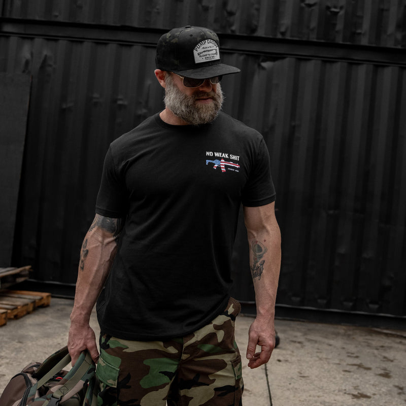 Load image into Gallery viewer, No Weak Shit Rifle Men&#39;s T-Shirt
