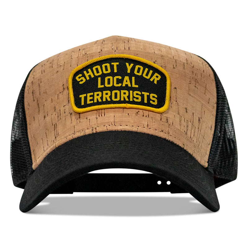 Load image into Gallery viewer, Shoot Your Local Terrorists Patch Mesh Snapback Flatbill Curved Hat
