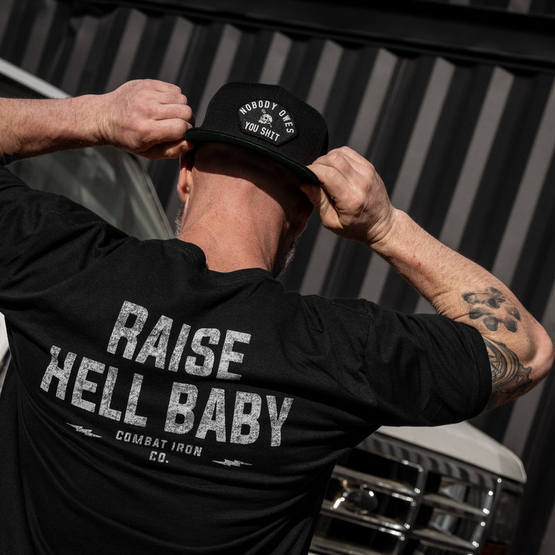 Load image into Gallery viewer, Nobody Owes You Shit Arched Patch Flatbill SnapBack Hat
