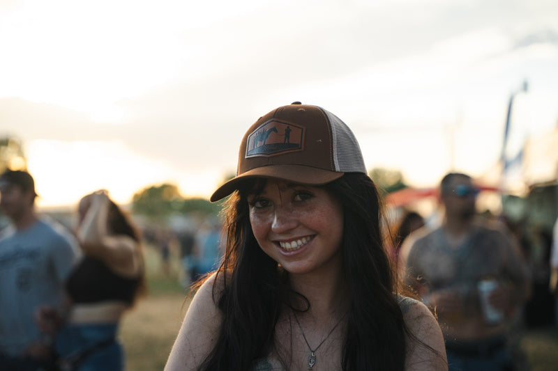 Load image into Gallery viewer, Brown/khaki curved brim packout hat
