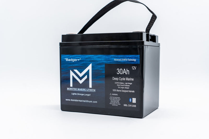 Load image into Gallery viewer, 12v 30Ah Deep Cycle Lithium Marine Battery "Badger" - Bluetooth - MML-1230B
