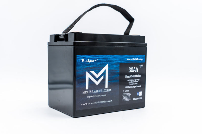Load image into Gallery viewer, 12v 30Ah Deep Cycle Lithium Marine Battery "Badger" - Bluetooth - MML-1230B

