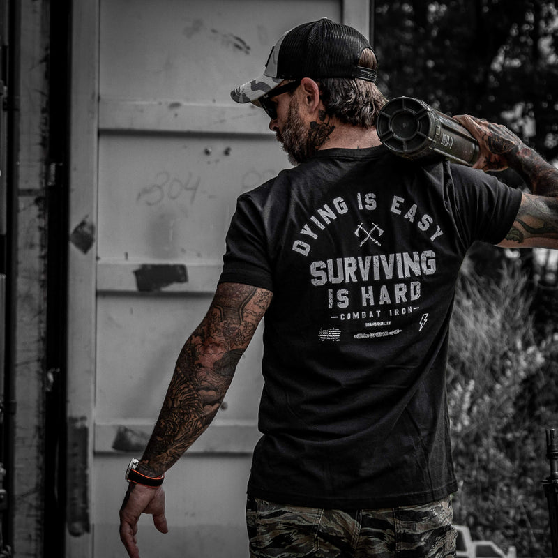 Load image into Gallery viewer, Dying is Easy. Surviving Is Hard Men&#39;s T-Shirt
