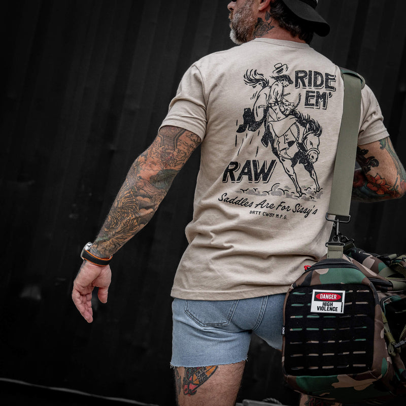 Load image into Gallery viewer, Ride &#39;Em Raw - Saddles Are For Sissy&#39;s Men&#39;s T-Shirt
