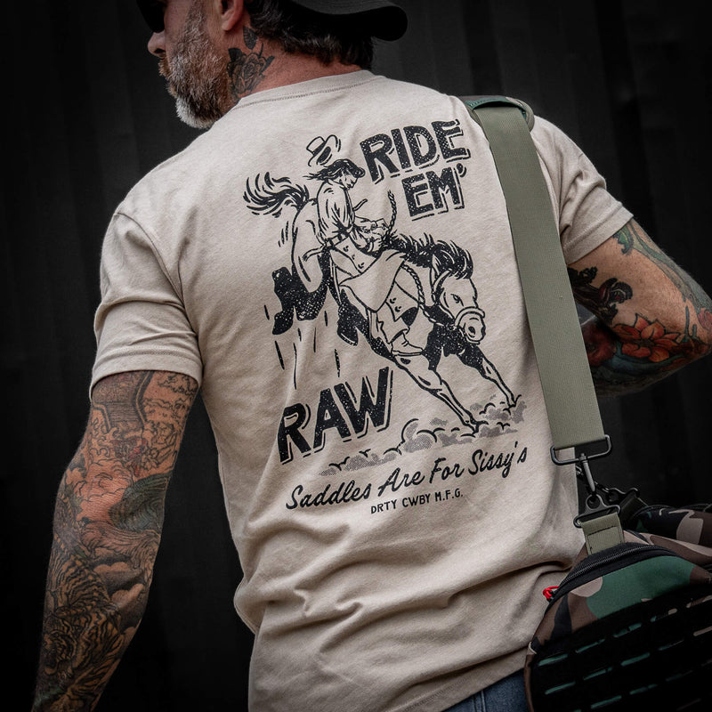 Load image into Gallery viewer, Ride &#39;Em Raw - Saddles Are For Sissy&#39;s Men&#39;s T-Shirt
