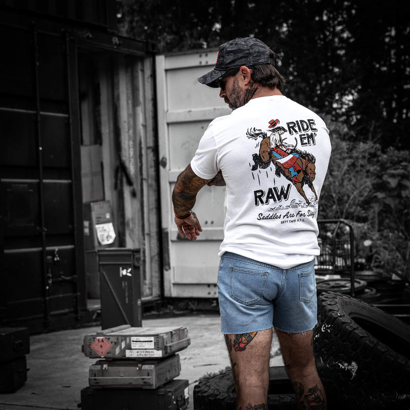 Load image into Gallery viewer, Ride &#39;Em Raw - Saddles Are For Sissy&#39;s Men&#39;s T-Shirt
