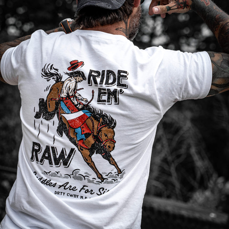 Load image into Gallery viewer, Ride &#39;Em Raw - Saddles Are For Sissy&#39;s Men&#39;s T-Shirt
