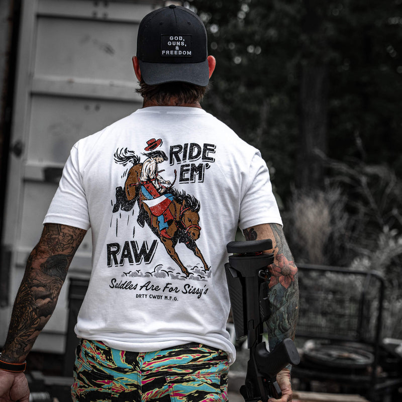 Load image into Gallery viewer, Ride &#39;Em Raw - Saddles Are For Sissy&#39;s Men&#39;s T-Shirt
