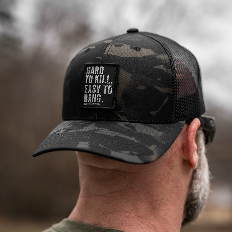 Load image into Gallery viewer, Hard to Kill. Easy to Bang. Patch Snapback Hat
