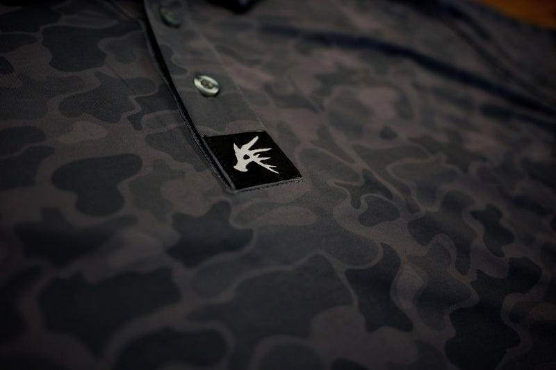 Load image into Gallery viewer, Black Marsh Duck Camo Golf Polo
