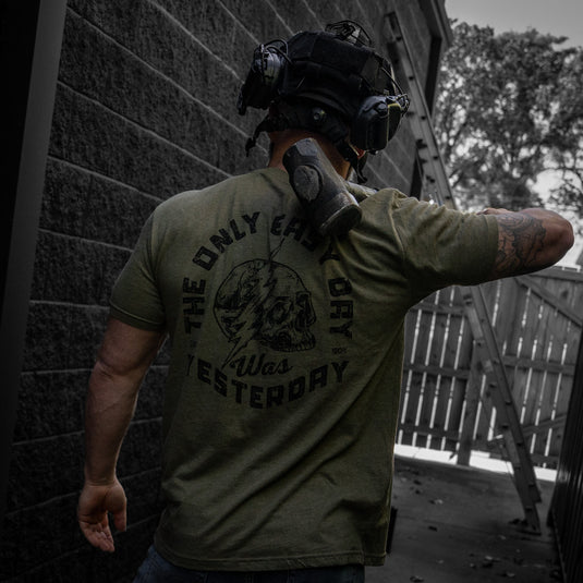 Only Easy Day Was Yesterday Skull Men's T-Shirt