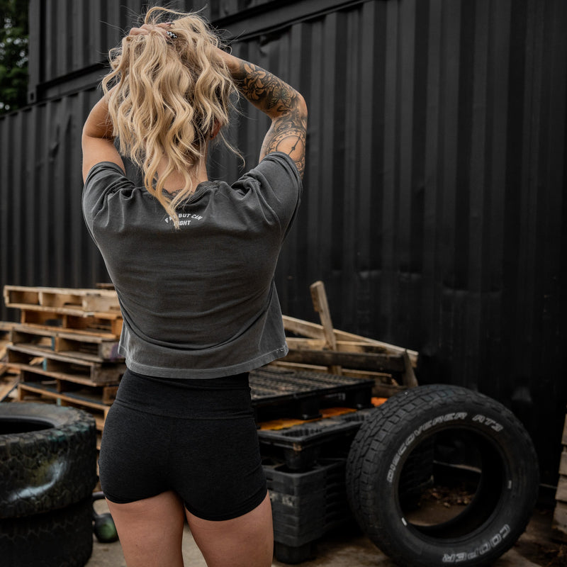 Load image into Gallery viewer, Fat But Can Fight Women's Crop Heavyweight Tee
