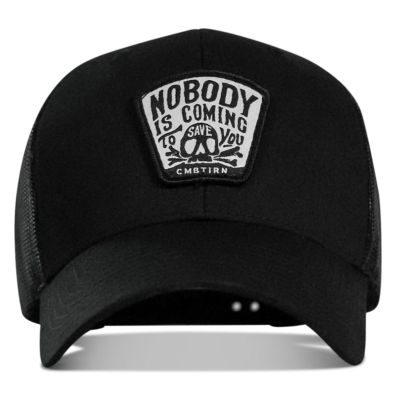Load image into Gallery viewer, Nobody Is Coming To Save You Skull Patch Snapback Hat
