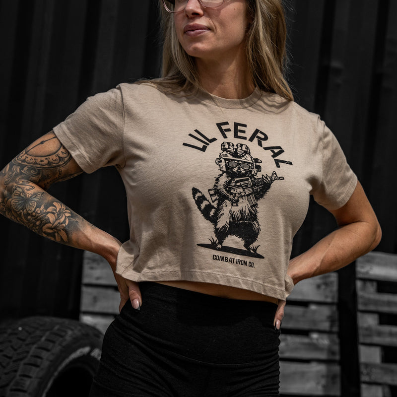 Load image into Gallery viewer, Lil Feral Raccoon Women's Crop T-Shirt
