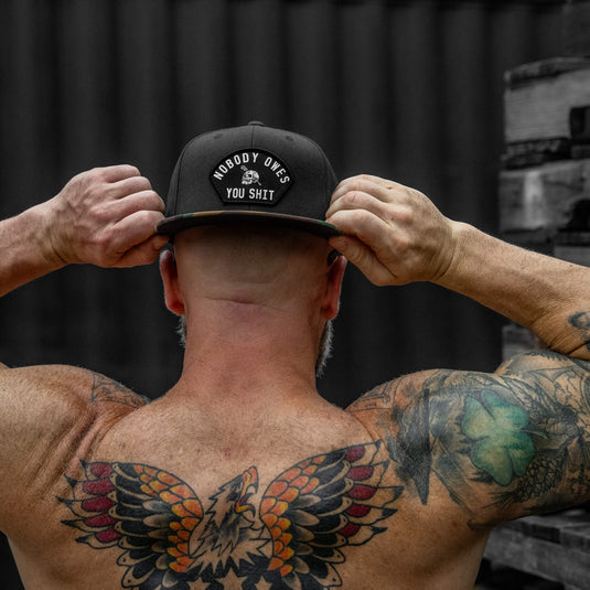 Nobody Owes You Shit Arched Patch Flatbill SnapBack Hat