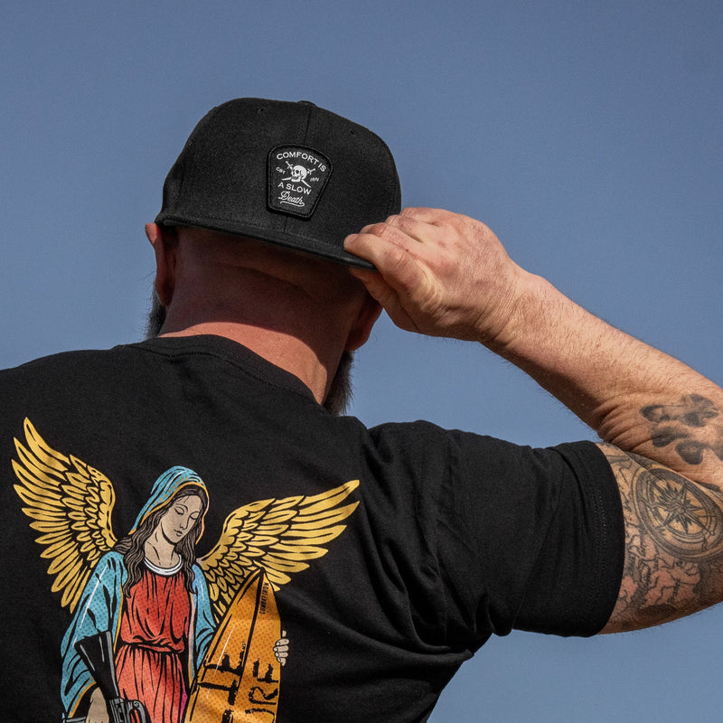 Load image into Gallery viewer, Comfort Is A Slow Death Patch Flatbill Snapback Hat
