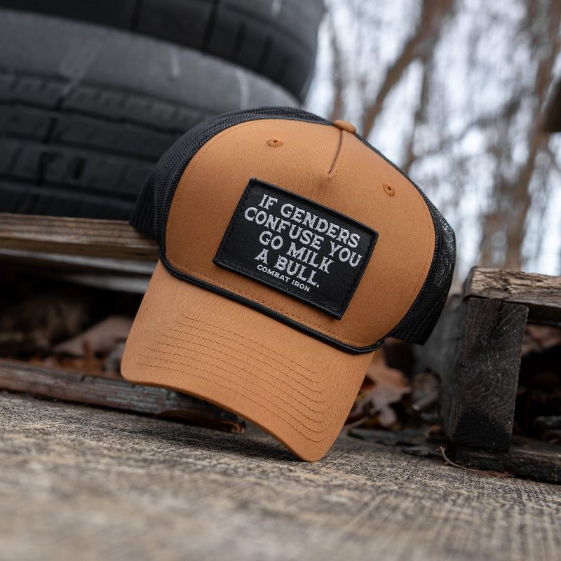 Load image into Gallery viewer, If Gender Confuses You Go Milk A Bull Patch Rope Snapback Hat
