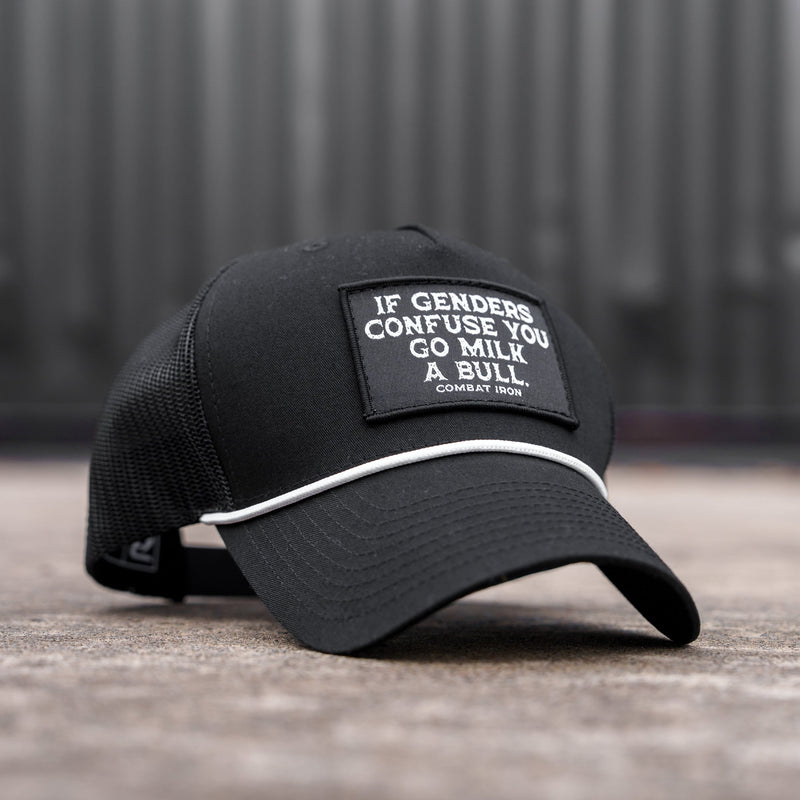 Load image into Gallery viewer, If Gender Confuses You Go Milk A Bull Patch Rope Snapback Hat
