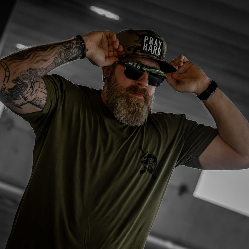 Load image into Gallery viewer, Pray Hard Patch Flatbill Hat
