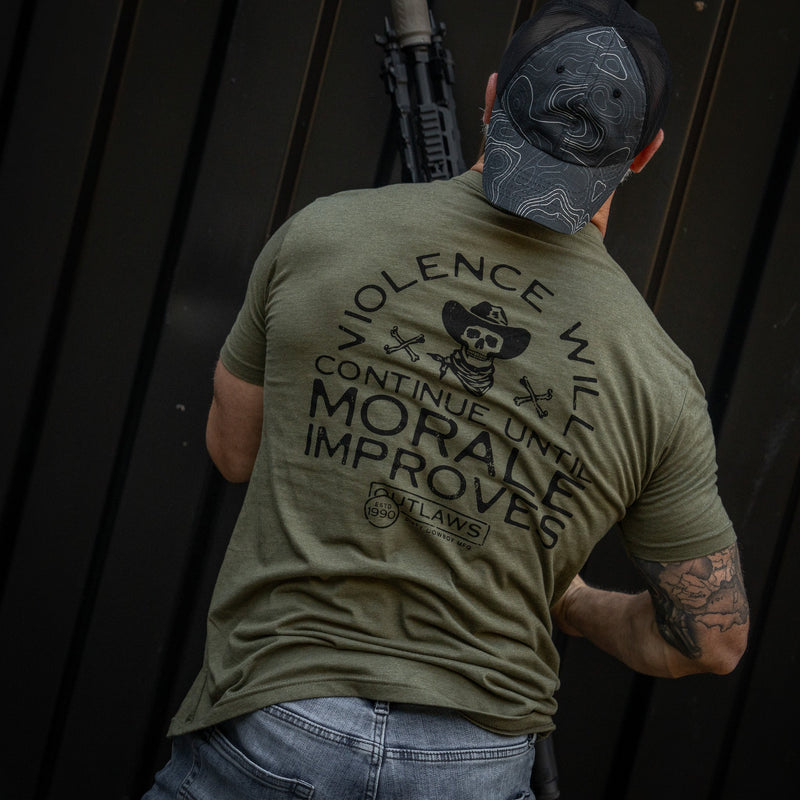 Load image into Gallery viewer, Violence Will Continue Until Morale Improves Men&#39;s T-Shirt
