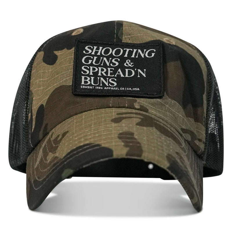 Load image into Gallery viewer, Shooting Guns &amp; Spread'n Buns Patch Ripstop Tactical Hat
