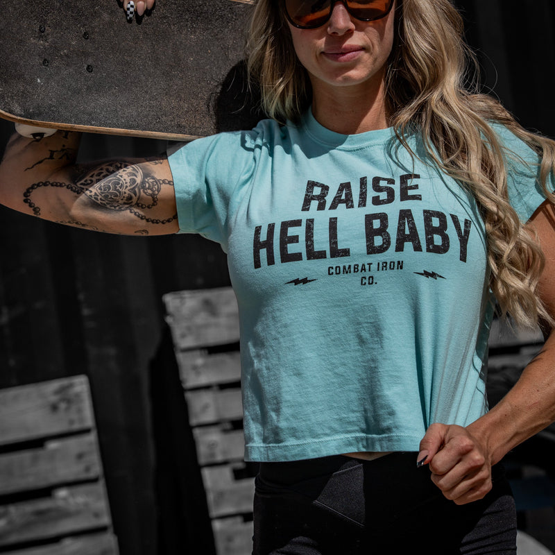 Load image into Gallery viewer, Raise Hell Baby Women's Crop T-Shirt
