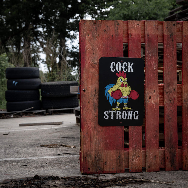 Load image into Gallery viewer, Cock Strong Wall Mounted Metal Sign
