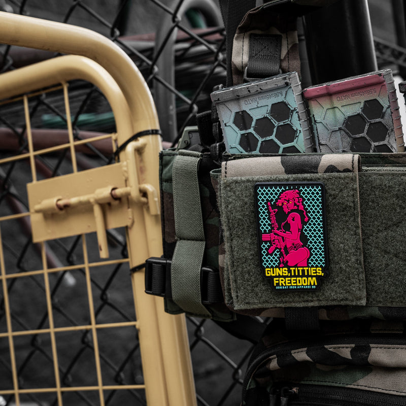 Load image into Gallery viewer, Guns, Titties, Freedom Retro PVC Patch
