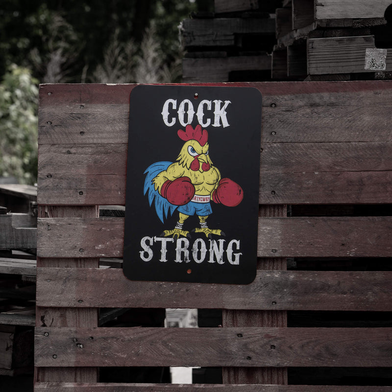 Load image into Gallery viewer, Cock Strong Wall Mounted Metal Sign
